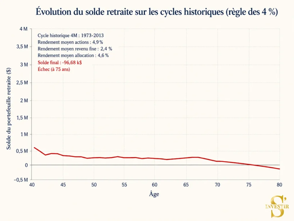 Comment vivre de ses revenus passifs en Bourse grâce à la règle des 4 % ? 3 retraite 40 ans avec un portefeuille boursier en 1973