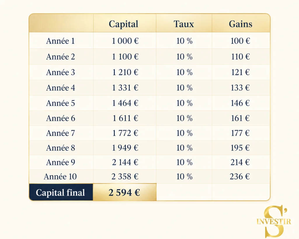 Comment investir en Bourse débutant ? 10 Mécanisme des intérêts composés