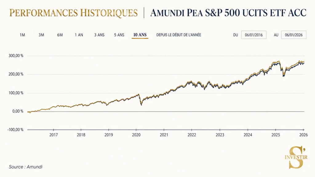 Meilleurs ETF : quel ETF choisir ? 33 historique-performances-Amundi-PEA-S&P-500-UCITS-ETF-ACC