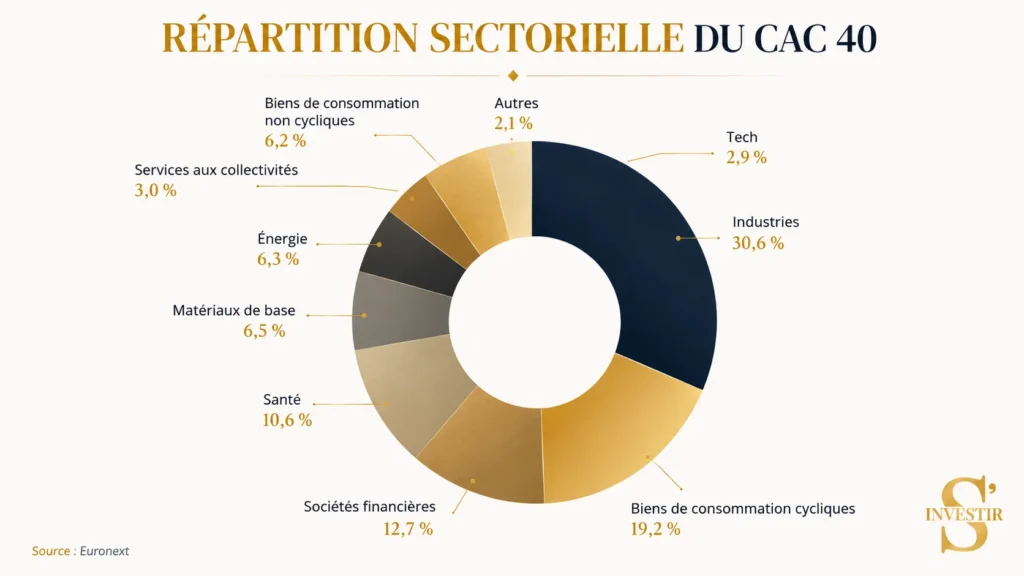 Meilleurs ETF : quel ETF choisir ? 6 Répartition sectorielle Cac 40