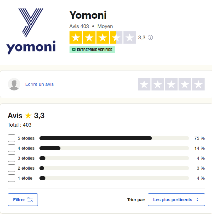 Avis-Yomoni-TrustPilot-Notation