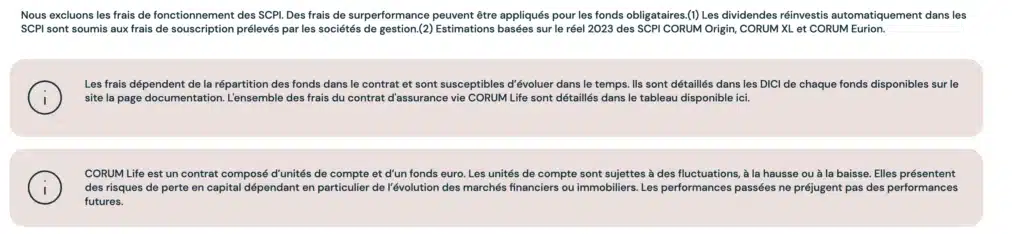 Mon avis sur l'assurance-vie Corum Life pour investir en obligations et en SCPI 6 Disclaimer Corum