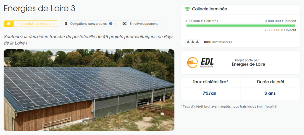 Avis Enerfip : exemple d'un projet Énergies de Loire 3 - Présentation
