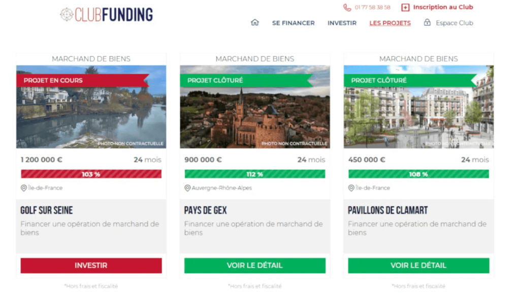 Présentation de 3 projets de crowdfunding immobilier sur ClubFunding