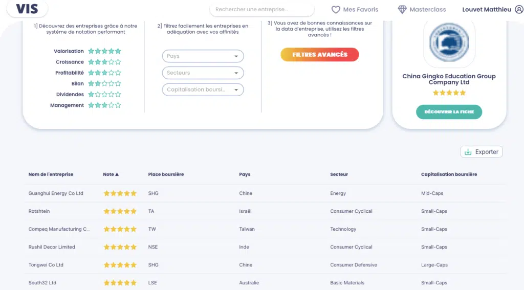 recherche actions critere simplifies