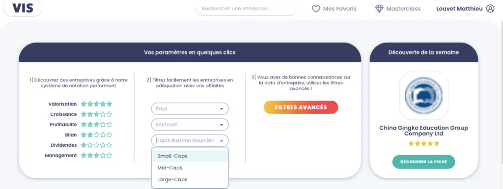 Recherche d’actions avec des critères personnalisés