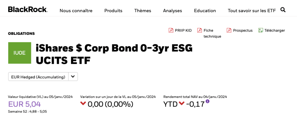 iShares $ Corp Bond 0-3yr ESG UCITS ETF