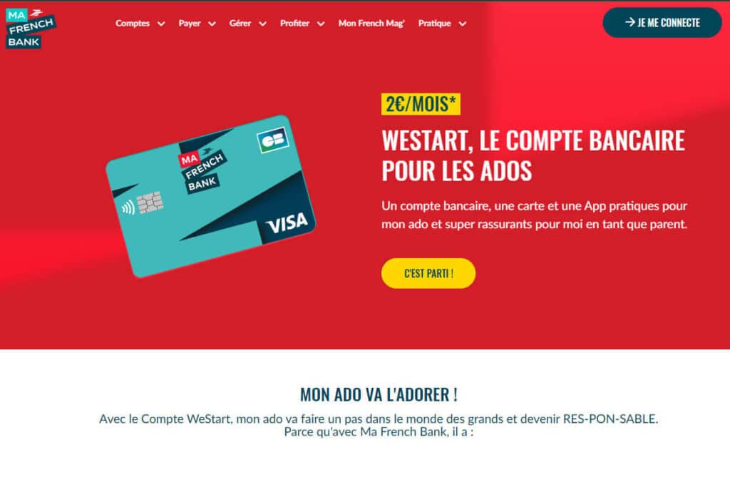 Offre carte bancaire jeune Ma French Bank WeStart