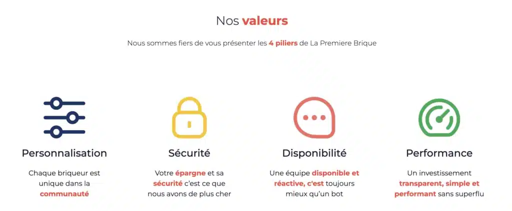 Les valeurs de la plateforme - Avis La Première Brique