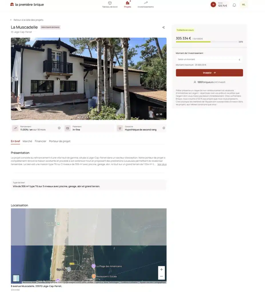 Mon Avis La première Brique après 3 ans et 1 000 € investis 3 Exemple de projet La Première brique