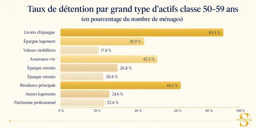 Comment investir à 50 ans ? Les 4 meilleurs placements les plus rentables 2 Ce que possèdent les 50-59 ans