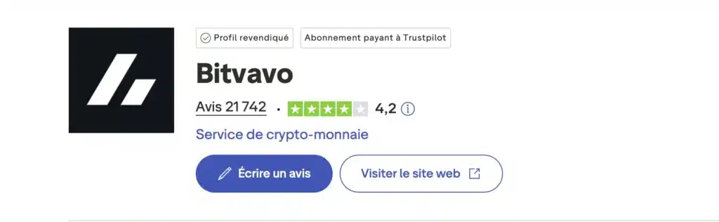 Bitvavo avis : mon analyse complète de la plateforme crypto 5 Bitvavo note Truspilot