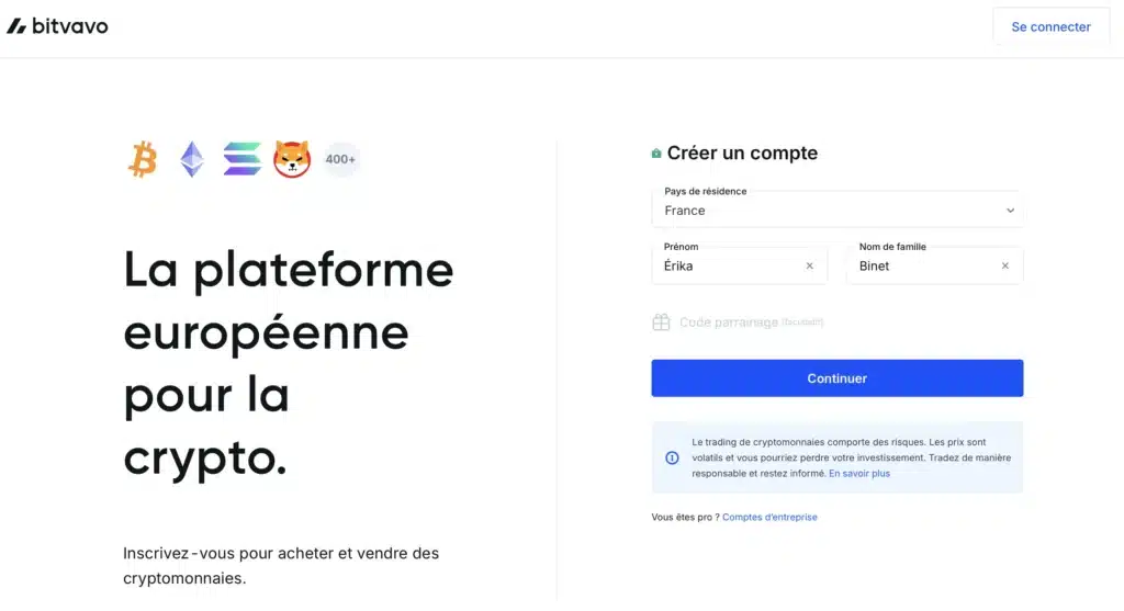 Bitvavo avis : mon analyse complète de la plateforme crypto 6 Inscription Bitvavo