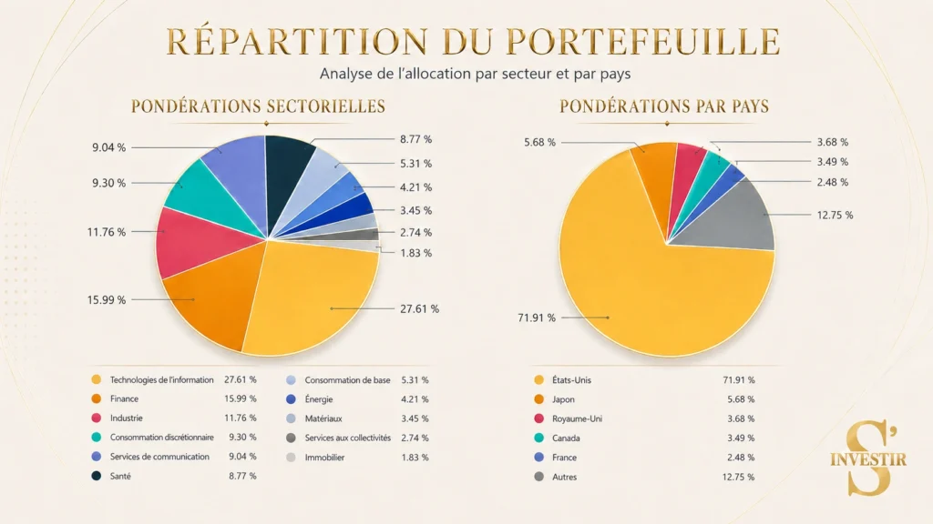 Indépendance AM : faut-il investir dans leurs fonds ? 7 Répartition-géographique-et-sectorielle-ETF-Monde