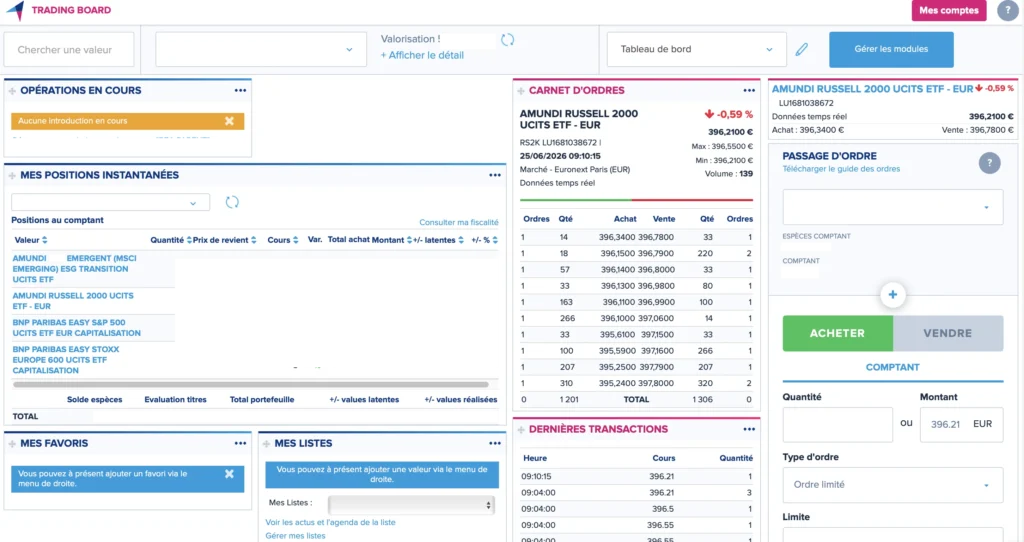 Avis CTO BoursoBank : que vaut le compte-titres pour investir en Bourse ? 4 Trading board Boursobank