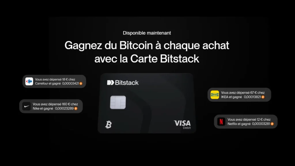 Avis Bitstack : l'appli qui transforme votre petite monnaie en épargne Bitcoin 4 Carte Bitstack, pour arrondir les dépenses en Bitcoin