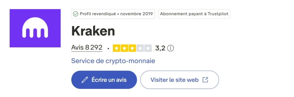 Kraken avis après test sur les frais et la sécurité 6 kraken_avis_trustpilot