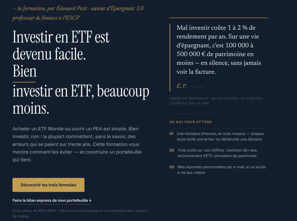 Formation ETF : laquelle choisir pour apprendre à investir en 2026 ? 3 Édouard Petit Formation