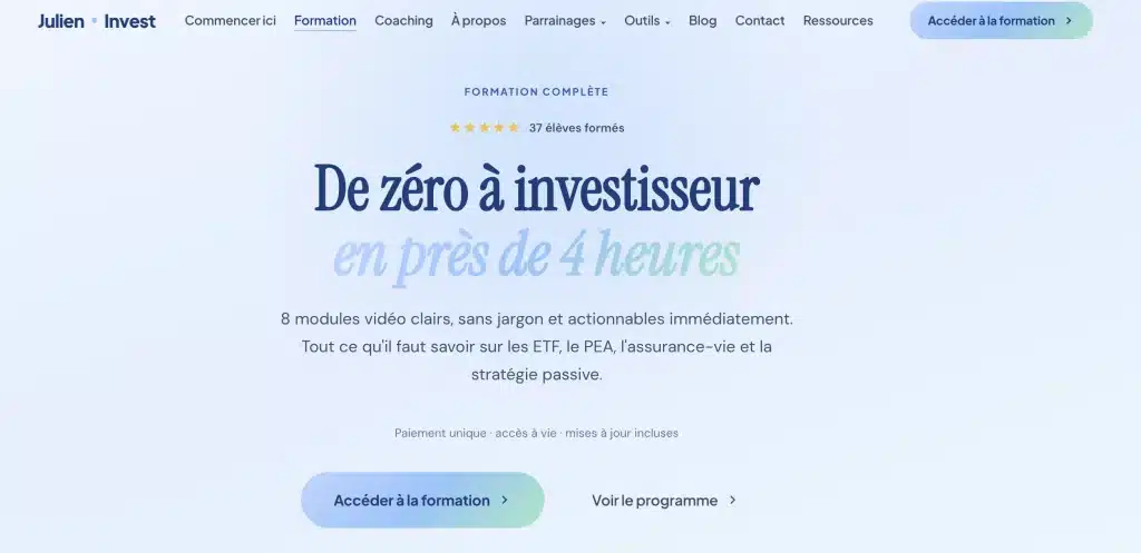 Formation ETF : laquelle choisir pour apprendre à investir en 2026 ? 4 Julien Invest Formation