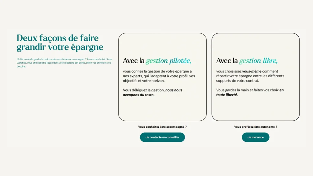 Avis Garance assurance vie : que vaut vraiment Garance Épargne en 2026 ? 8 Gestion pilotée et gestion libre sur le contrat Garance
